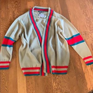 Boohoo red and green striped cardigan